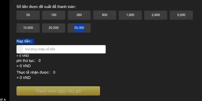 Chú ý quan trọng cho thao tác nạp tiền tại King88